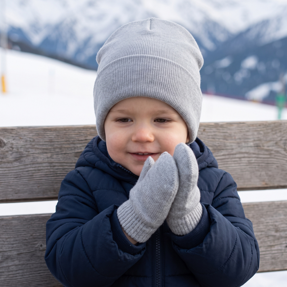 Warm Baby Knit Hat and Mittens Set