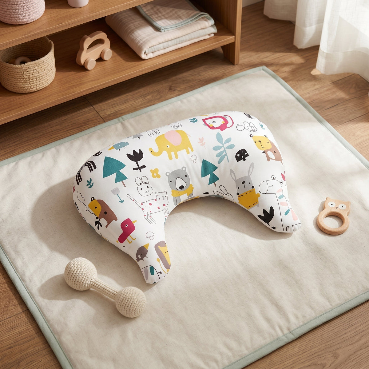 Tummy Time Pillow with Incline, Breathable Cotton and Tencel
