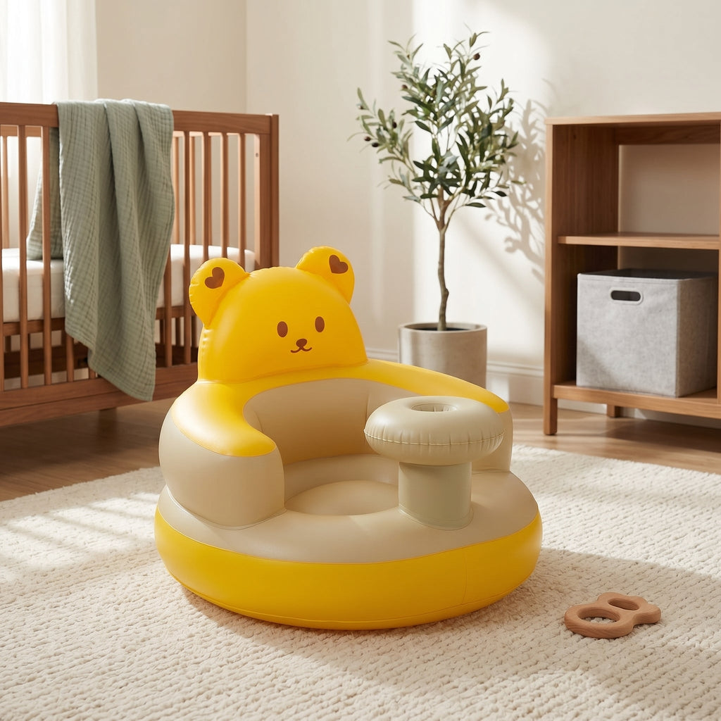 Inflatable Baby Floor Seat with Tray, Cushioned Sides