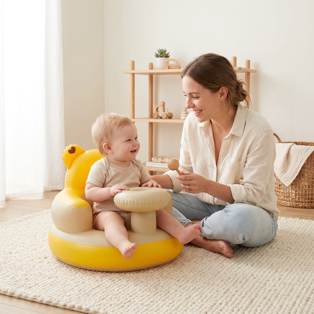 Inflatable Baby Floor Seat with Tray, Cushioned Sides
