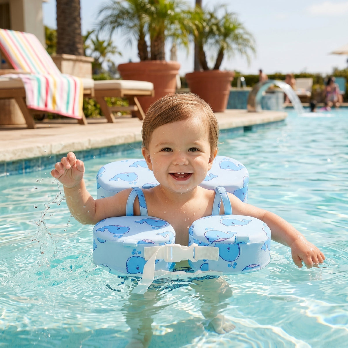 Baby Swim Vest with Anti-Roll Structure, Adjustable Fit