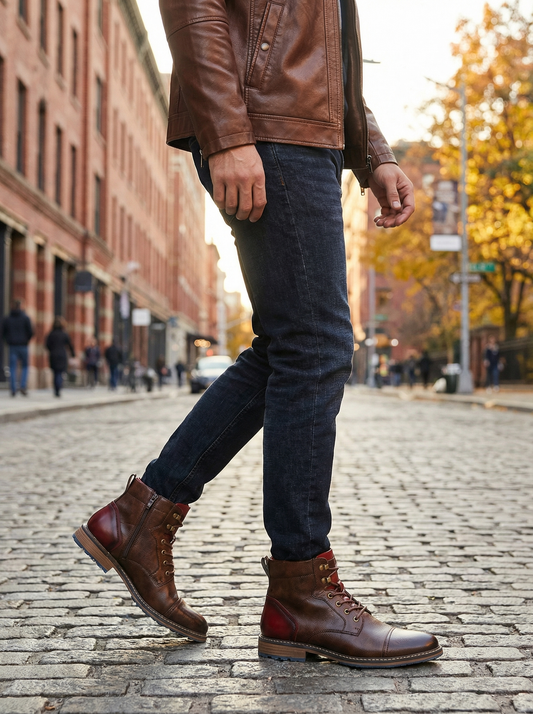 Men’s Zipper Design Fashion Ankle Boots