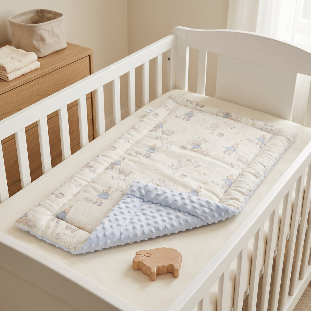 Reversible Baby Changing Mat, Padded Cotton Gauze and Minky