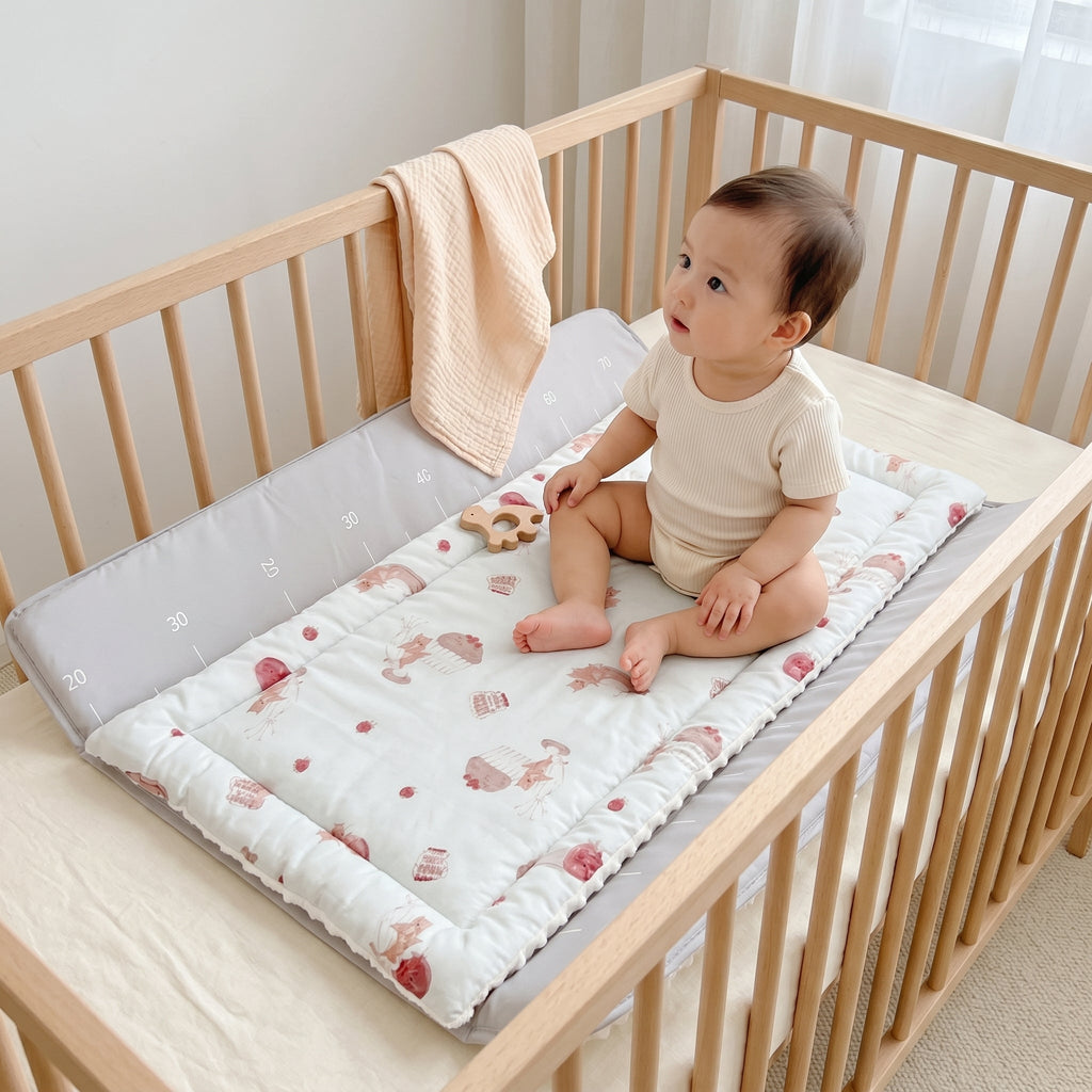 Reversible Baby Changing Mat, Padded Cotton Gauze and Minky
