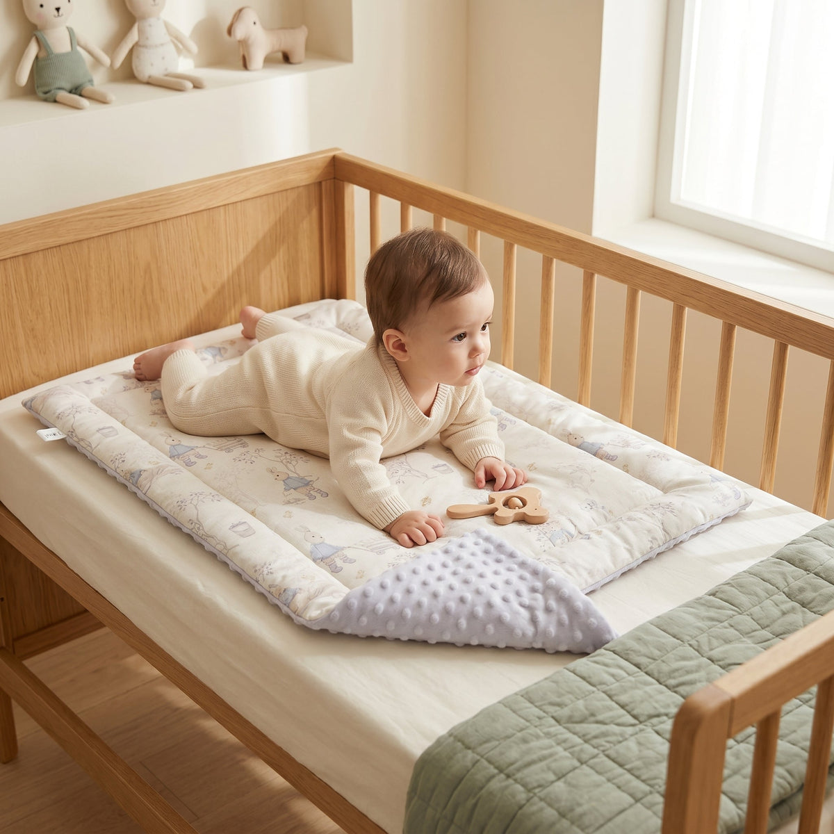 Reversible Baby Changing Mat, Padded Cotton Gauze and Minky