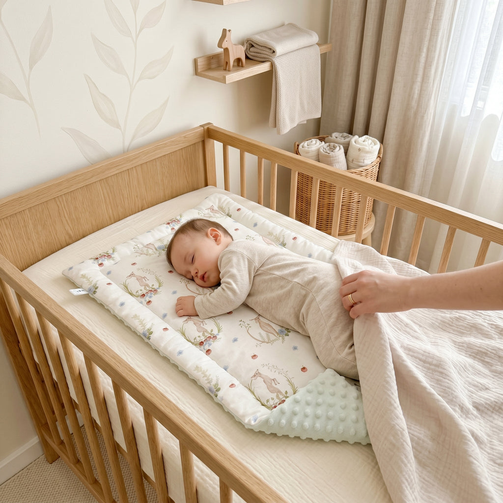 Reversible Baby Changing Mat, Padded Cotton Gauze and Minky