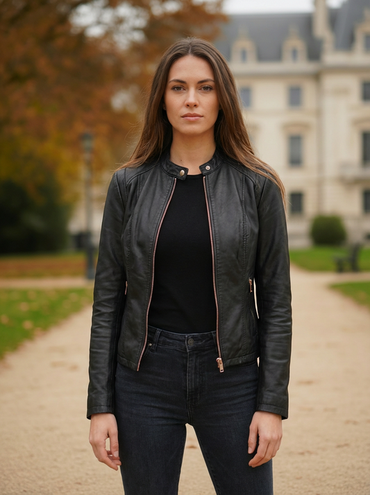 Women’s Elegant Fitted Leather Jacket