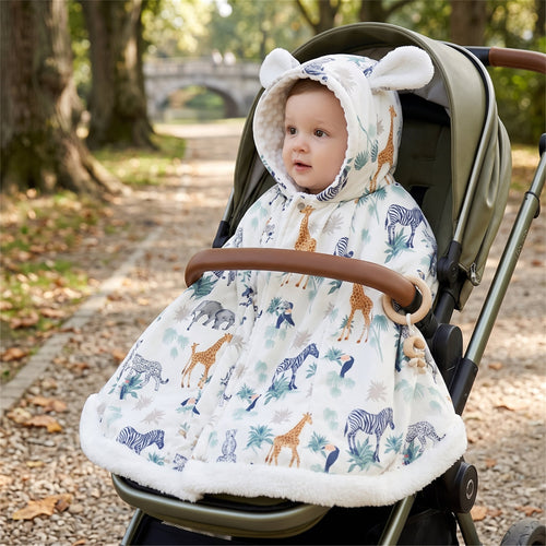 Baby Hooded Cloak, Combed Cotton with Cozy Fleece Lining