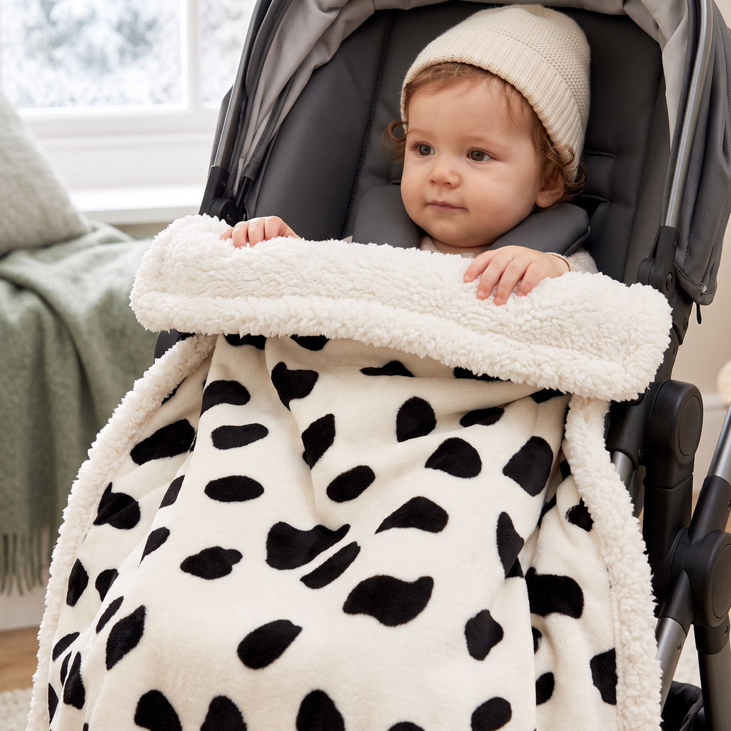 Reversible Baby Blanket, Brushed Flannel and Sherpa Fleece