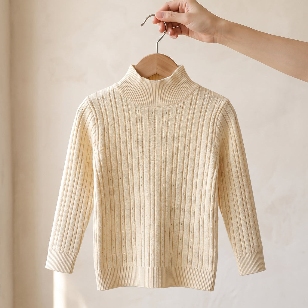 Kids Wool Blend Cable Knit Sweater, Brushed Finish