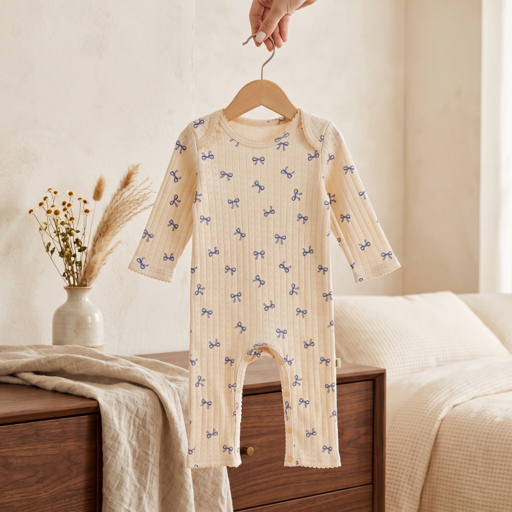 Baby Pointelle Cotton Jumpsuit, Breathable Rib Knit