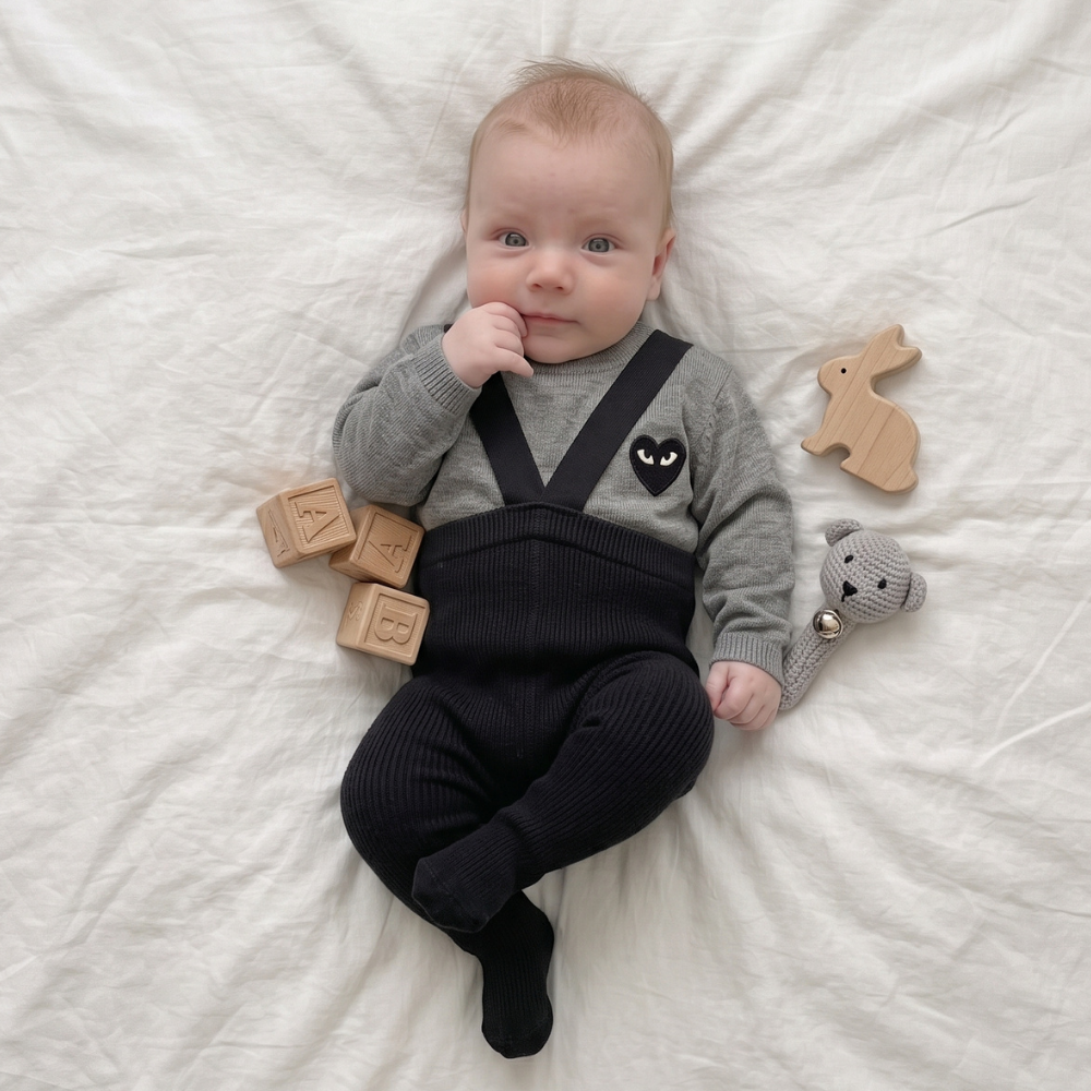Warm Baby Suspender Leggings with Cross-Back Straps