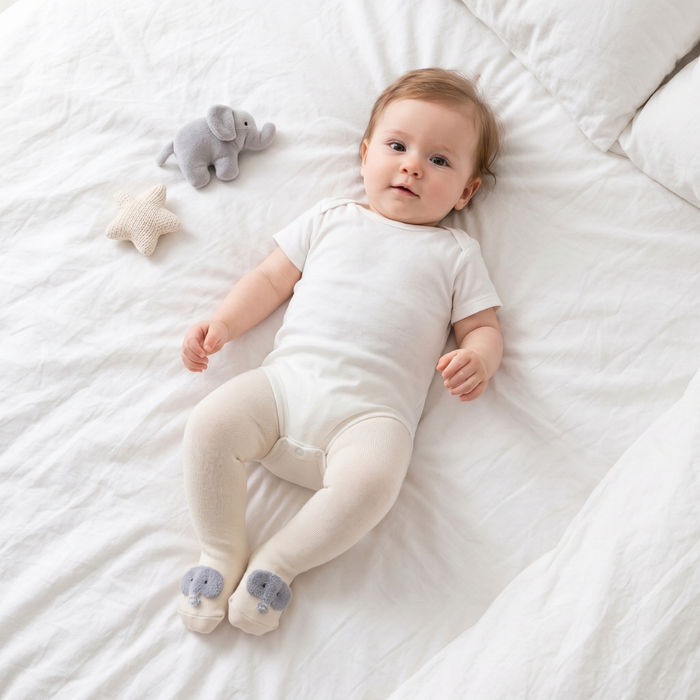 Warm Baby Girl Knit Tights with Seamless Toe