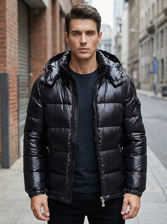 Men’s Winter Quilted Hooded Zip Jacket