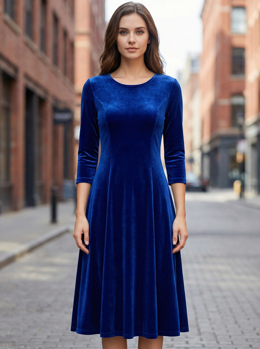 Women’s Elegant Long Sleeve Velvet Formal Dress