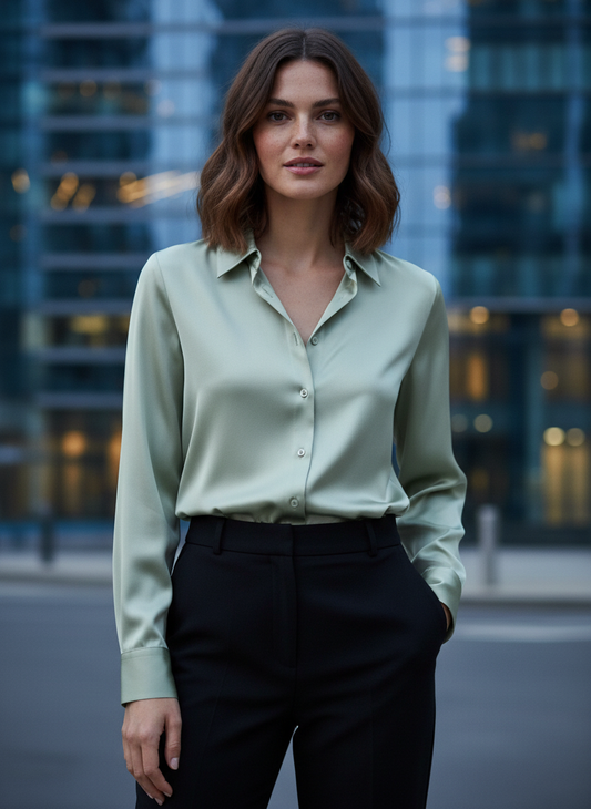 Women’s Elegant Long Sleeve Silk Blouse