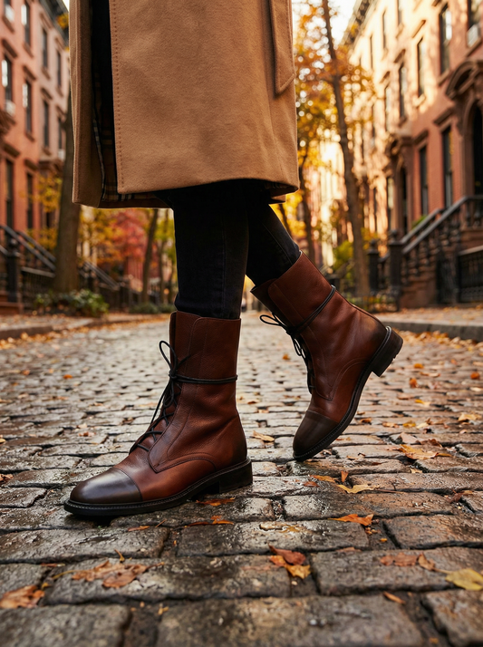Women’s Classic Lace-Up Black Ankle Boots