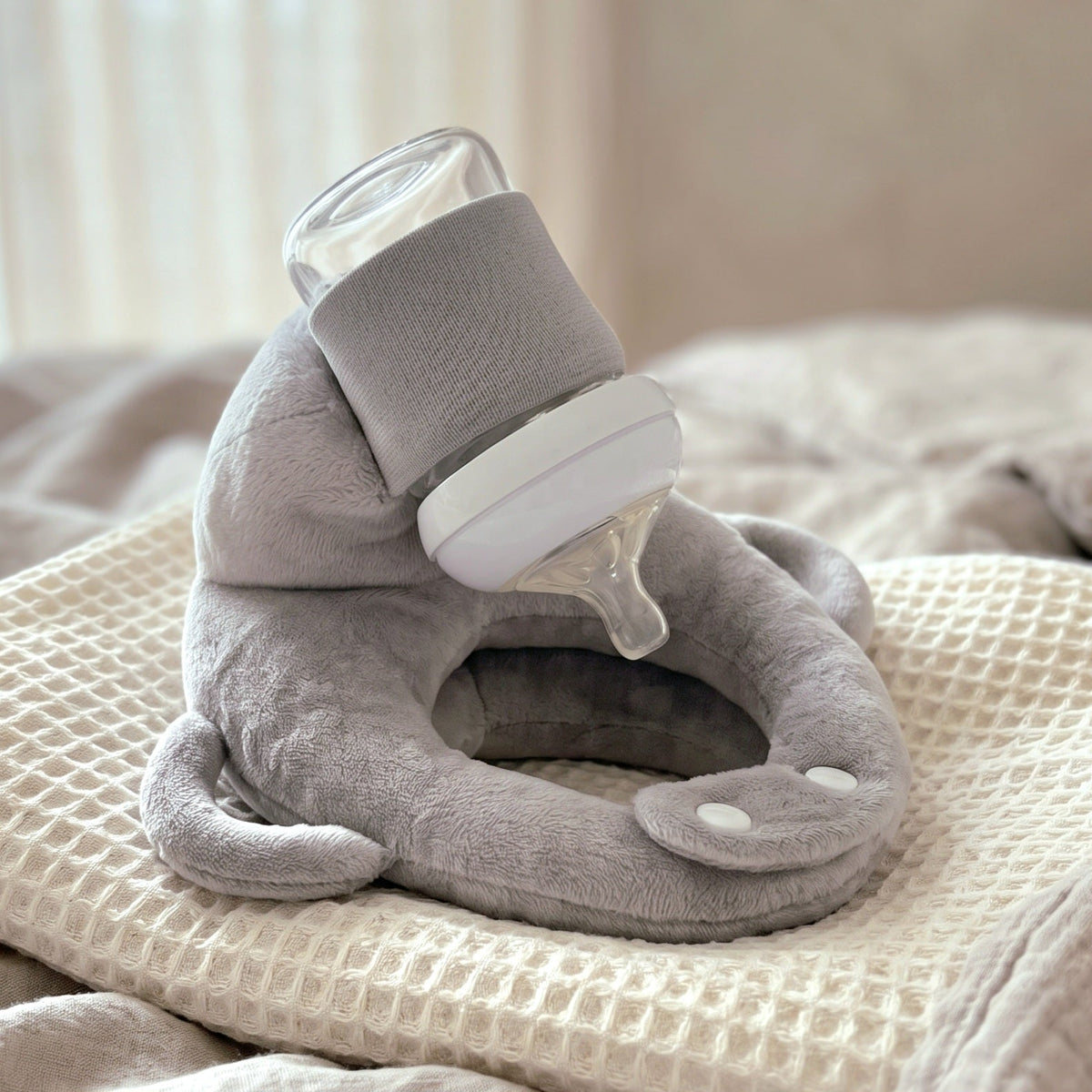 Hands-Free Baby Bottle Holder Pillow, Velvet Touch