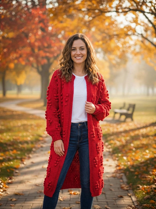 Women’s Textured Long Knit Cardigan Sweater