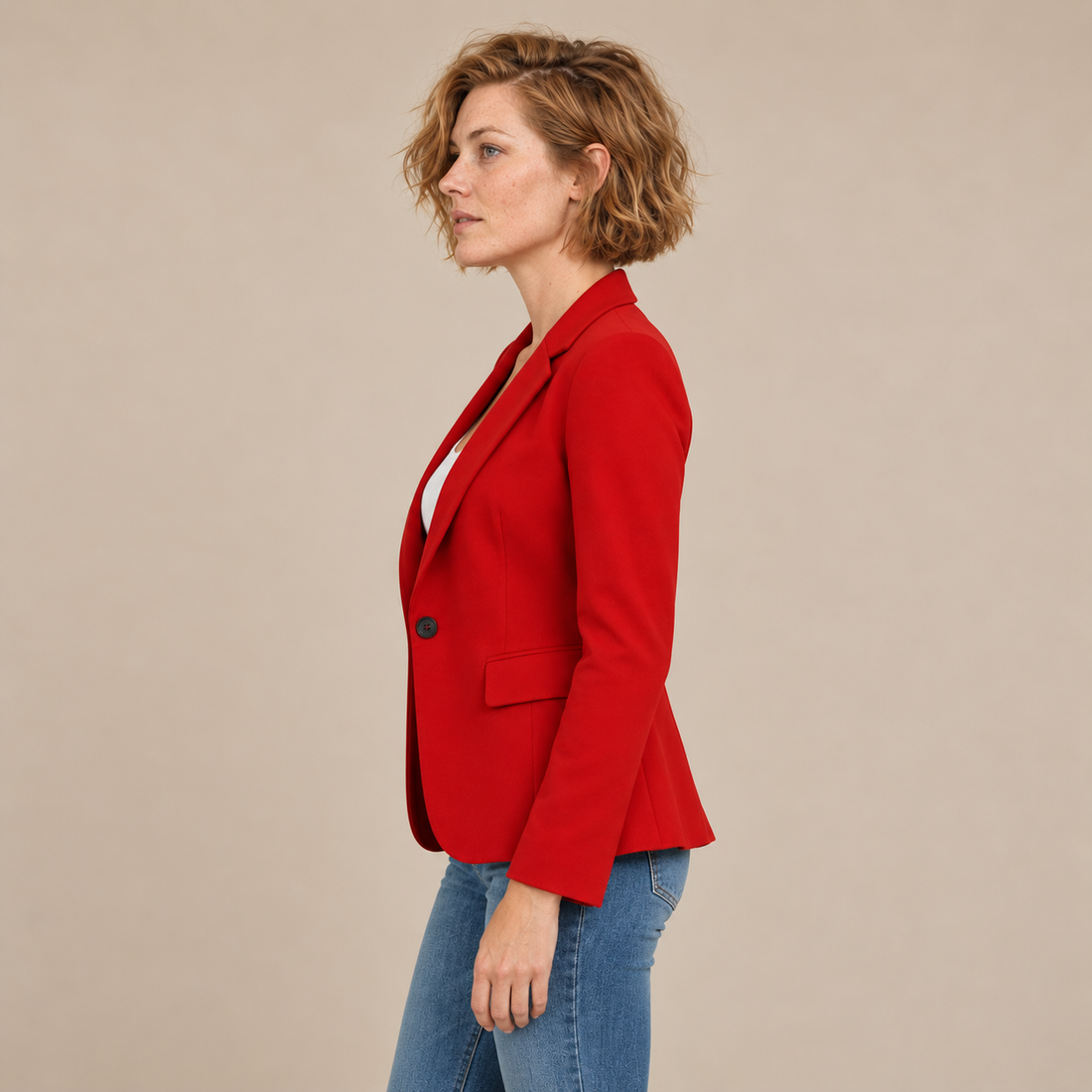 Damesblazer met reverskraag en één knoop