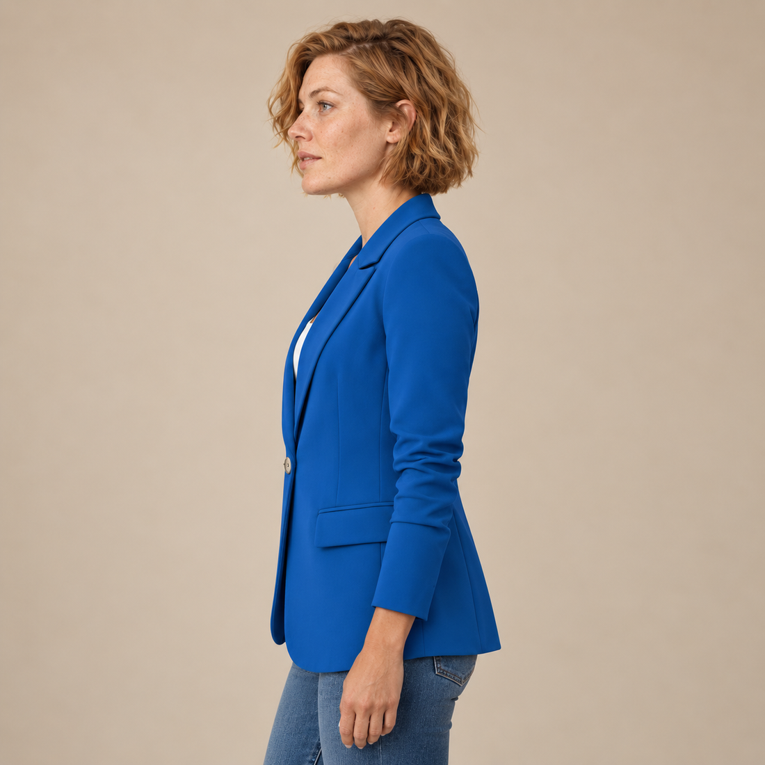 Damesblazer met reverskraag en één knoop