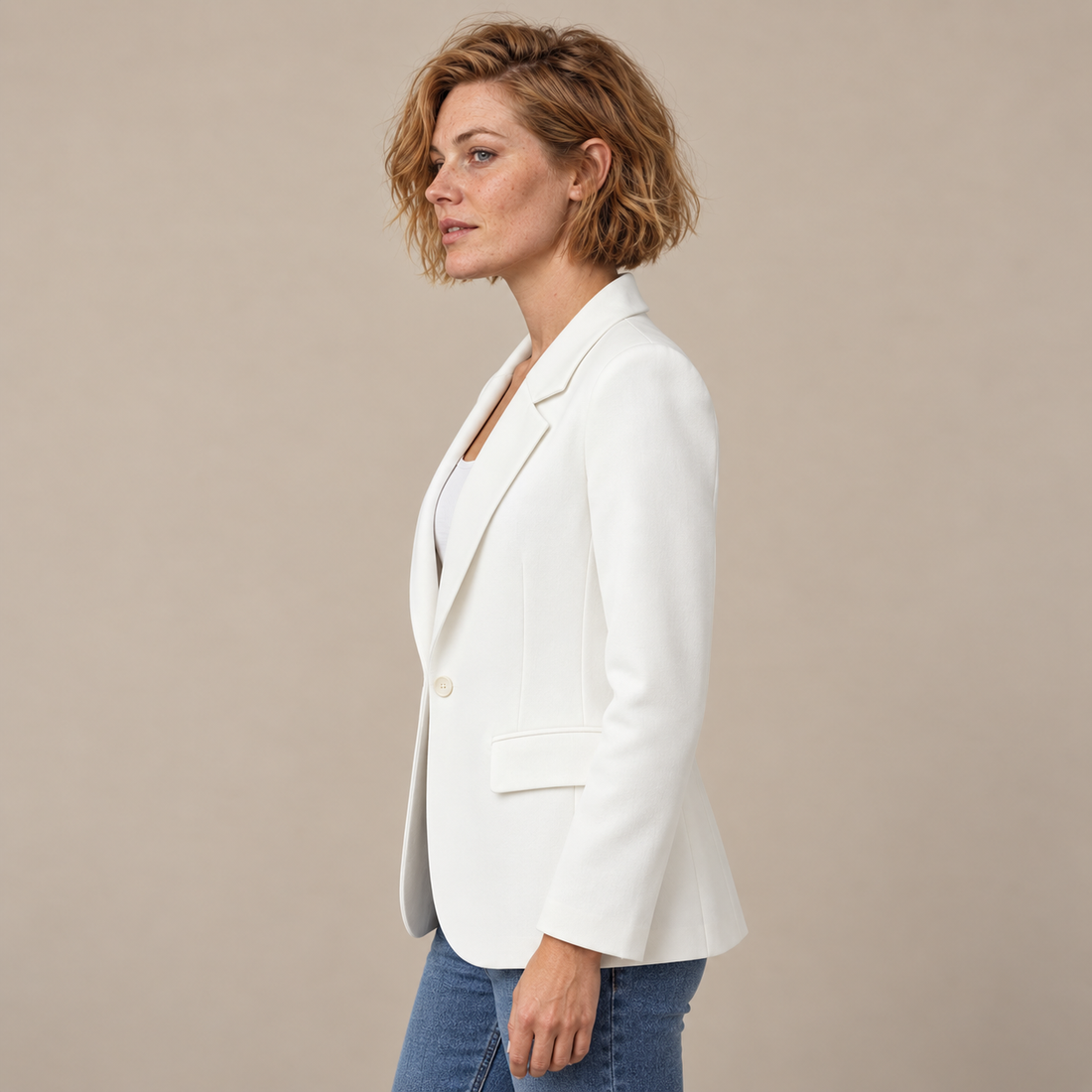 Damesblazer met reverskraag en één knoop
