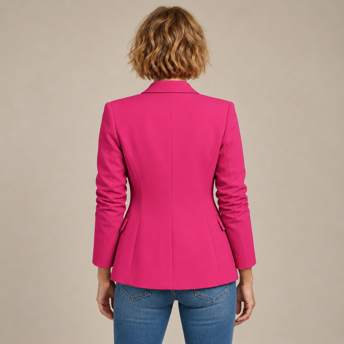 Damesblazer met reverskraag en één knoop