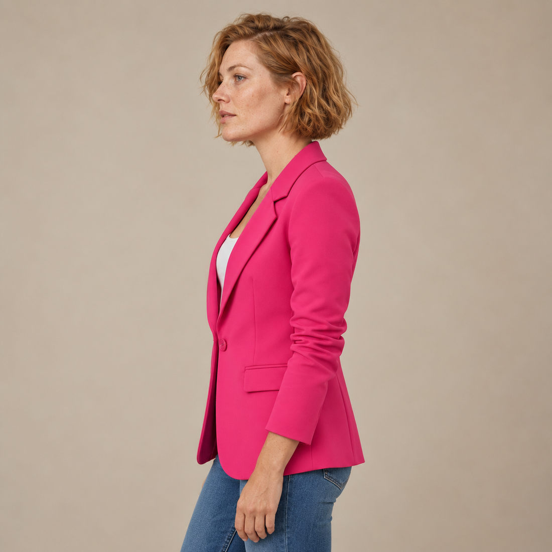 Damesblazer met reverskraag en één knoop