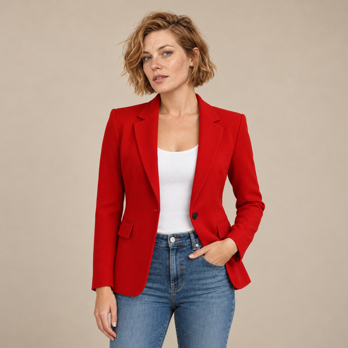 Damesblazer met reverskraag en één knoop