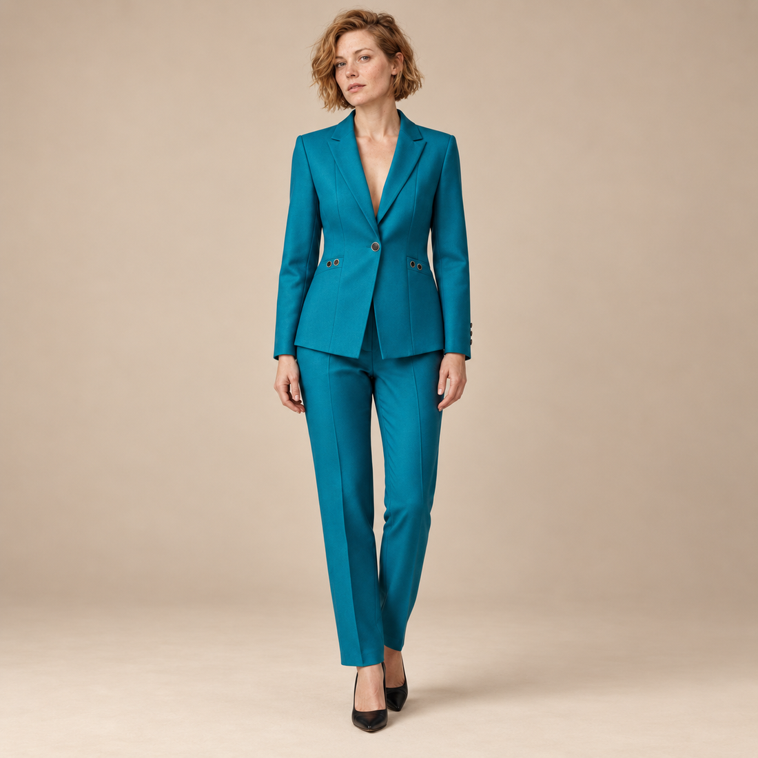 Blazerset voor dames met één knoop en rechte broek