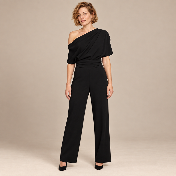 Jumpsuit voor dames met asymmetrische halslijn en lange mouwen