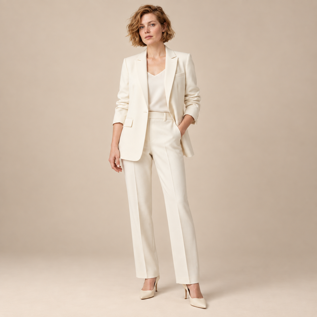 Blazerset voor dames met strakke snit en rechte broek