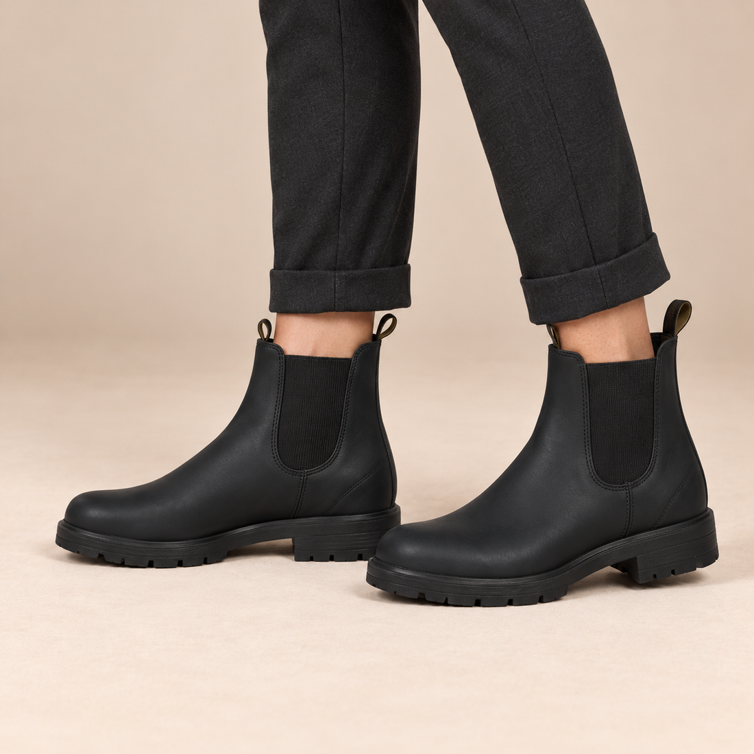 Chelsea boots voor dames met elastische inzetten en aantreklussen