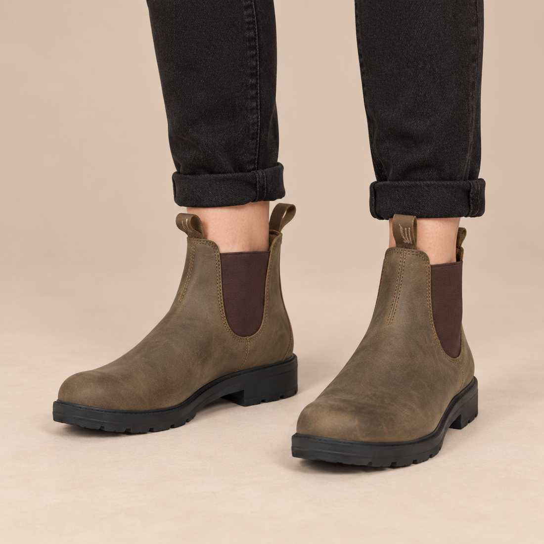 Chelsea boots voor dames met elastische inzetten en aantreklussen