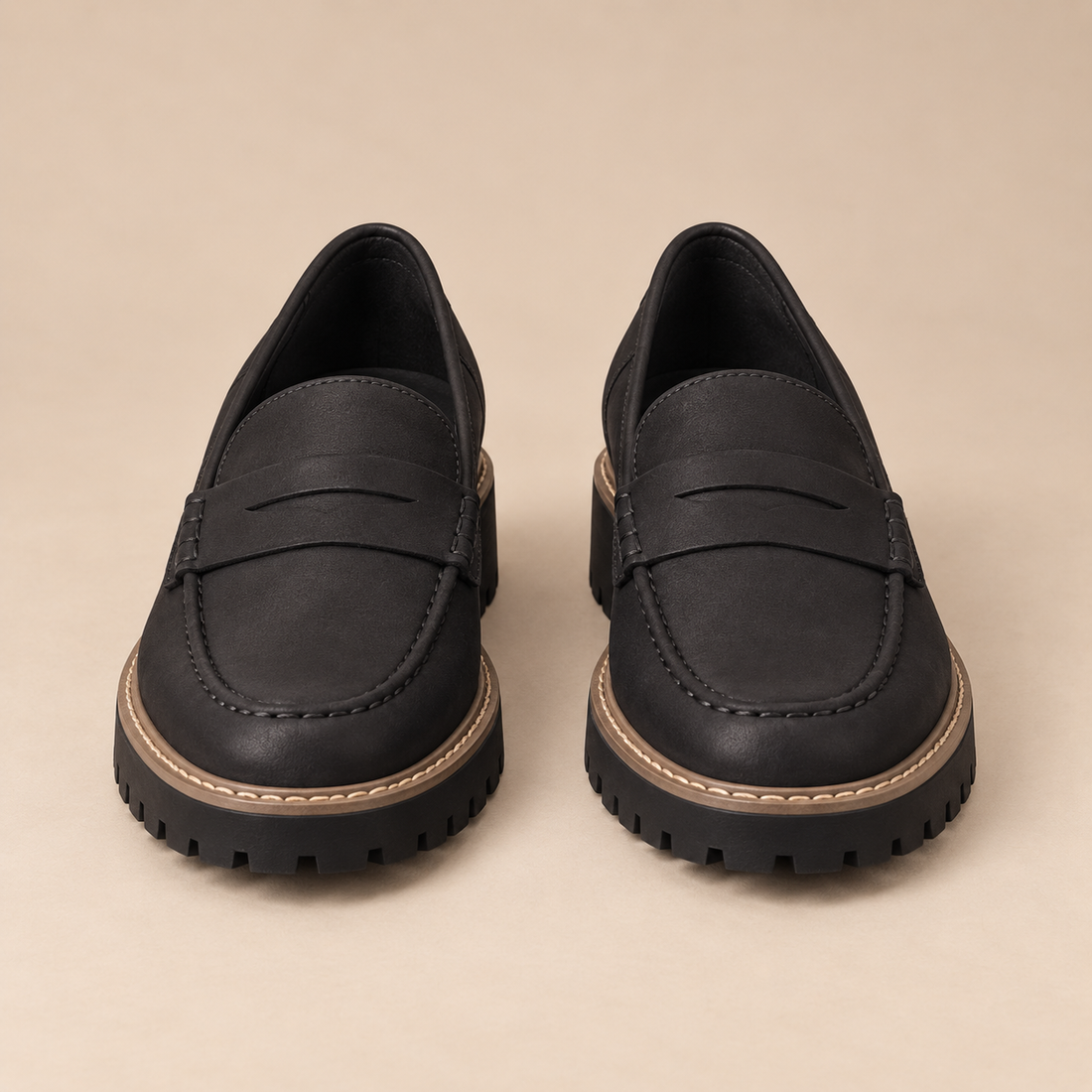 Leren loafers voor dames met grove profielzool voor elke dag