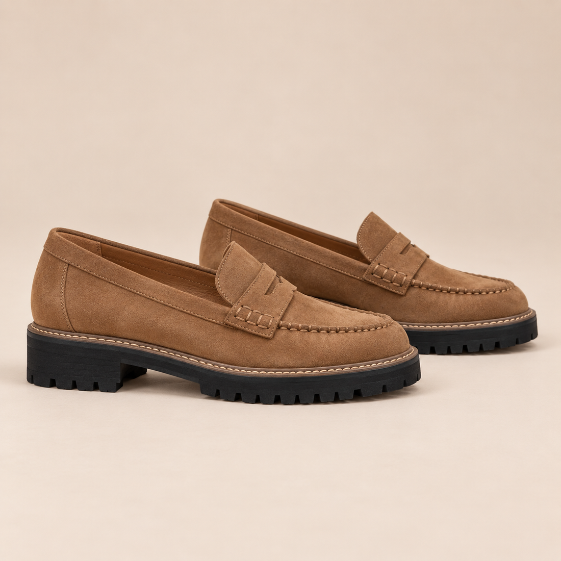 Leren loafers voor dames met grove profielzool voor elke dag