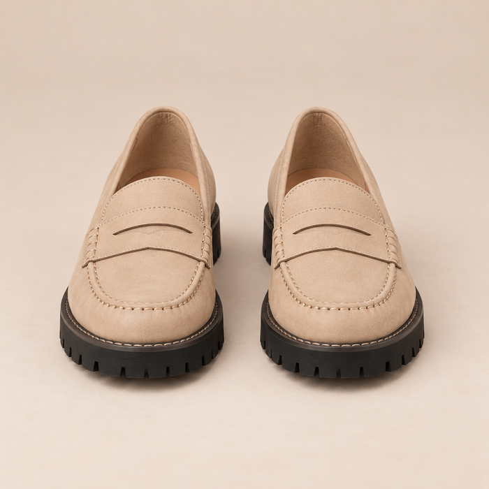 Leren loafers voor dames met grove profielzool voor elke dag