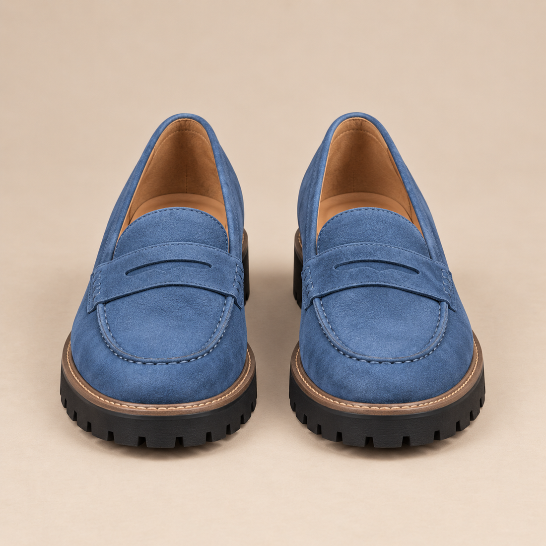 Leren loafers voor dames met grove profielzool voor elke dag