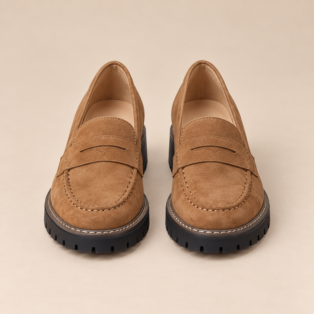 Leren loafers voor dames met grove profielzool voor elke dag