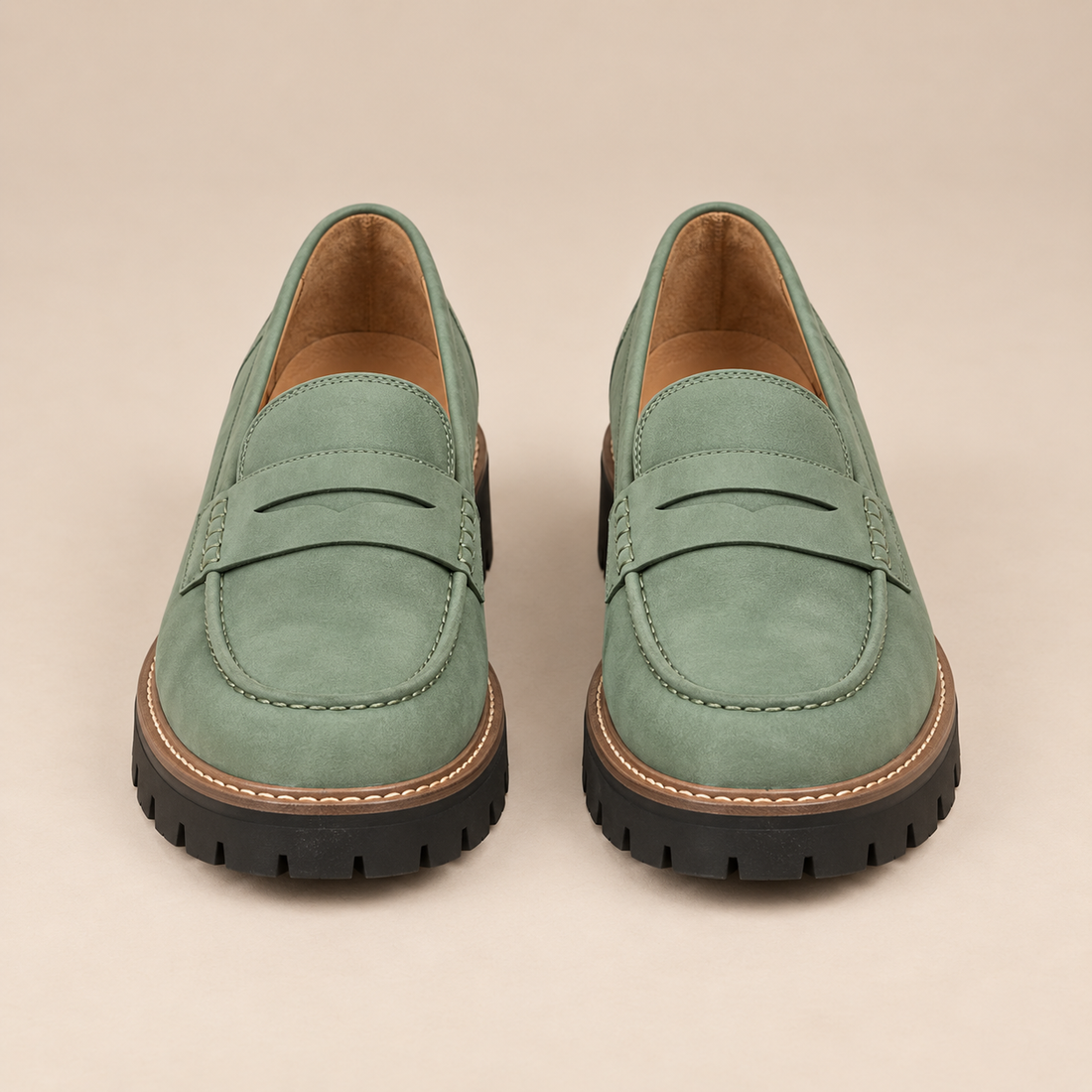 Leren loafers voor dames met grove profielzool voor elke dag