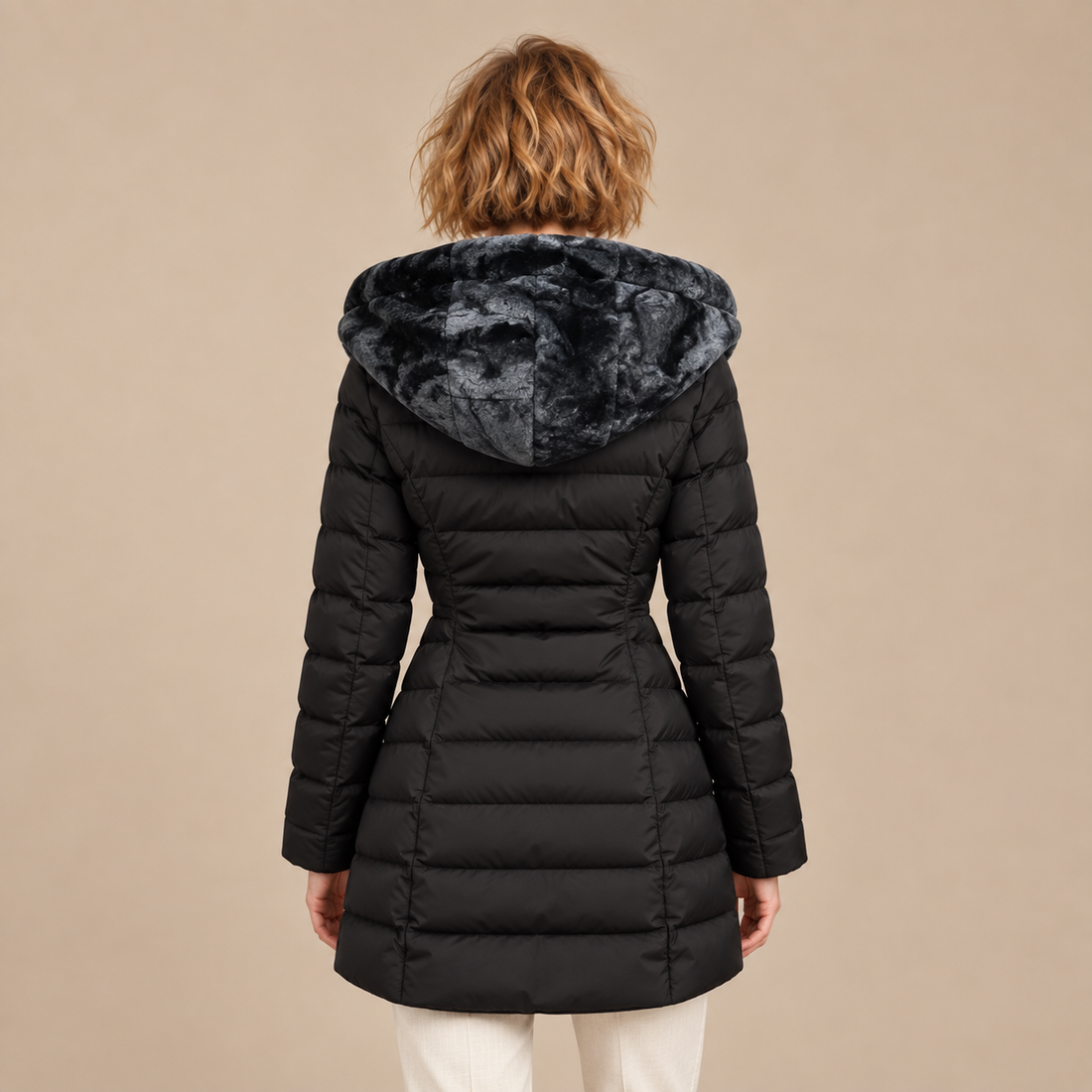 Gewatteerde pufferjas voor dames met oversized capuchon