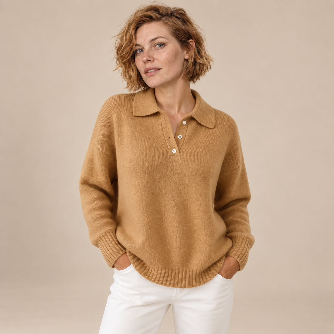 Polotrui voor dames met kraag en knoopsluiting