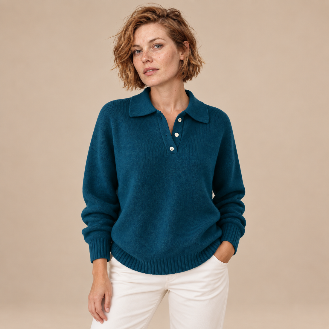 Polotrui voor dames met kraag en knoopsluiting