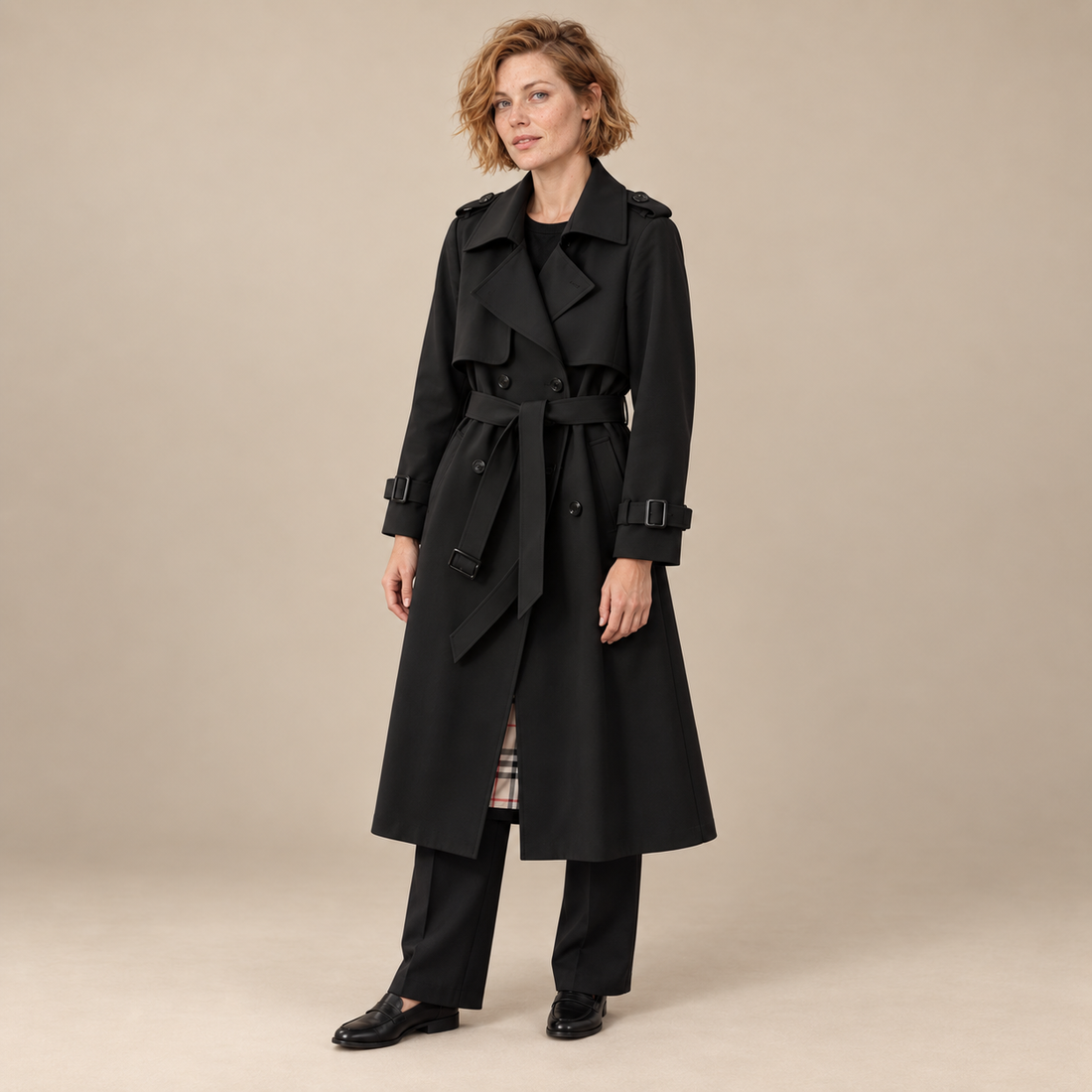 Klassieke trenchcoat voor dames met ceintuur