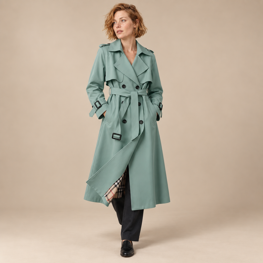 Klassieke trenchcoat voor dames met ceintuur