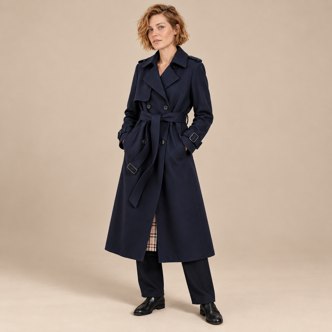 Klassieke trenchcoat voor dames met ceintuur