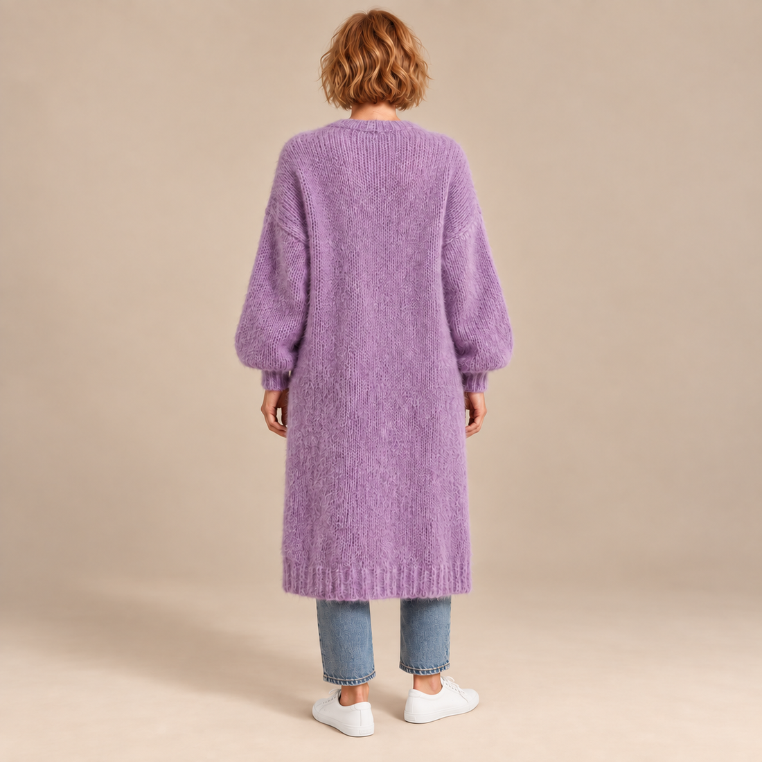 Oversized open vest voor dames met ballonmouwen