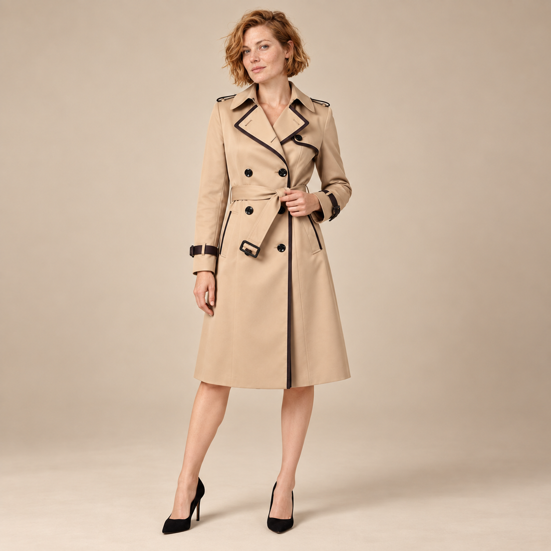 Trenchcoat voor dames met ceintuur en gestructureerd oppervlak
