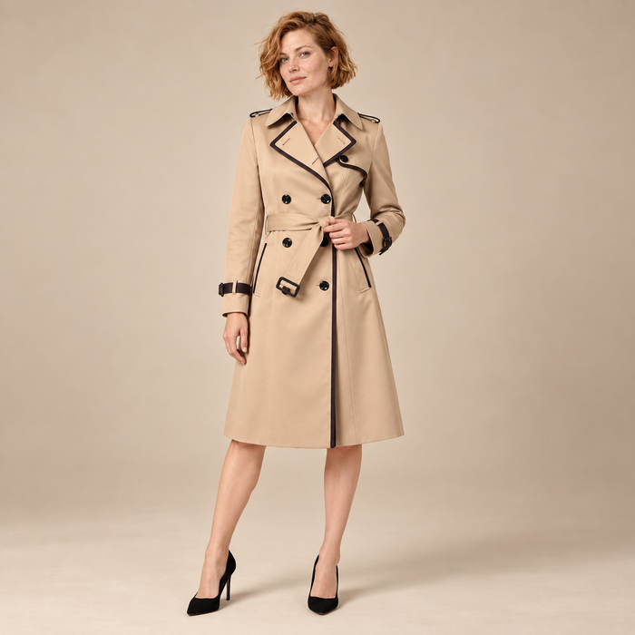 Trenchcoat voor dames met ceintuur en gestructureerd oppervlak