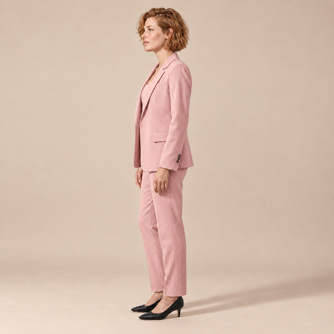 Blazer- en broekset voor dames met reverskraag en rechte pijpen